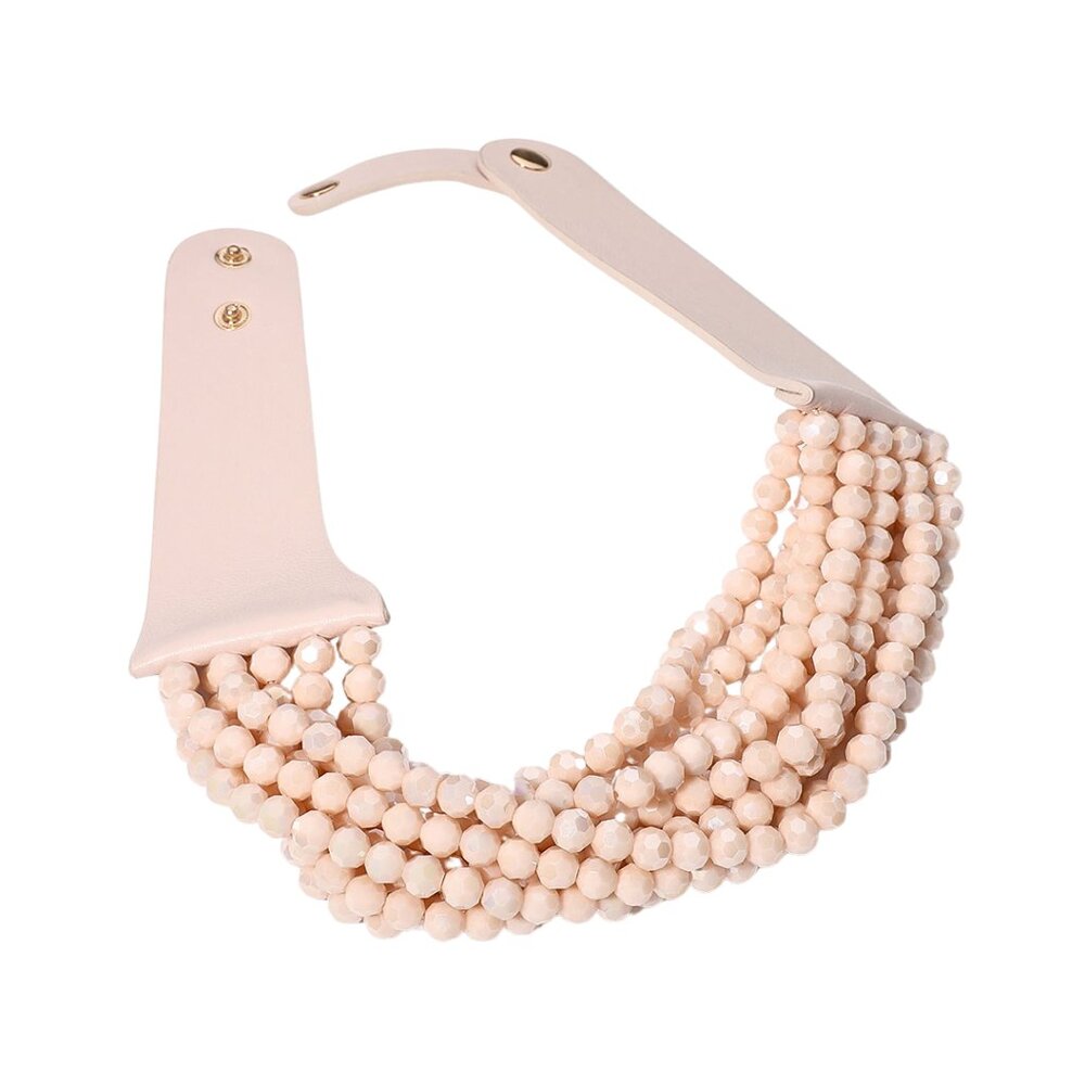 NEW Stunning Faceted Beaded 7-Strand Bib Statement Necklace Gray Pink Blue NWT - Picture 9 of 15